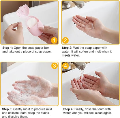 6 Boxes (300 Sheets) Mini Disposable Portable Travel Paper Hand Soap Sheets for Outdoor, Camping Hiking