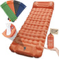 Sleeping Pad for Camping, Ultralight Inflatable Camping Mattress with Adjustable Pillow, Compact Sleeping Mat with Built-in Foot Pump, 4in Thick Air Mattress for Camping, Hiking-Orange