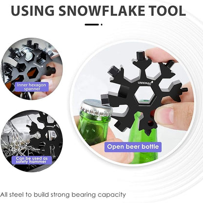 19 in 1 Snowflake Multitool Keychain Multi-Tool, 3 Pack Keychain Multi Tool Snowflake Wrench Screwdriver Bottle Opener Key Chain Tools Gadgets For Men
