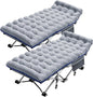 ABORON 2PK Folding Camping Cot for Adults, Double Layer 1200D, 500lb Capacity, Heavy Duty Guest Cot with Mat & Carrying Bag for Indoor & Outdoor Use