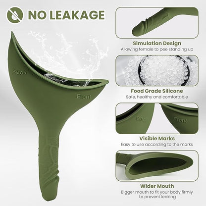 Rquite Female Urinal Pee Cloth Set, Portable Female Urination Device, Reusable Pee Funnel & Rag with Discreet Carry Bag, Silicone Urine Cup for Women Camping Gear Hiking Accessories