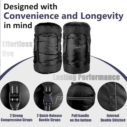 Frelaxy Compression Sack, 40% More Storage! 11L/18L/30L/45L/52L Compression Stuff Sack, Water-Resistant & Ultralight Sleeping Bag Stuff Sack - Space Saving Gear for Camping, Hiking