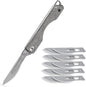 KeyUnity KK01 Titanium Folding Knife, Utility EDC Pocket Knife with #24 Replaceable Blade, for Outdoor Hunting, Camping, Fishing, Hiking for Men & Women (Suminagashi Pattern)