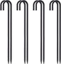 VVOKGO 24 Inch Rebar Stakes Heavy Duty J Hook Ground Anchors, 3/8 Inch Diameter Curved Steel Plant Support Garden Stake with Chisel Point end, Hammer Through for Camping Tent - Black Coated (8)