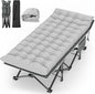 Suteck Camping Cot, 32In XXL Folding Camping Cot Heavy Duty Sleeping Bed for Adults 1200D Double Layer Oxford Cots for Camping W/Pilllow Mattress Carry Bag for Home Office Nap Beach Travel, 500LBS