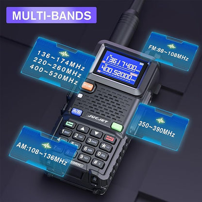 5RH Ham Long Rang Walkie Talkies 10W (Upgraded of UV-5R), 999CH One Key Frequency Match, 2500mAh Battery Rechargeable Walkie Talkies, with Programming Cable, Earpiece, Type-C Charging(1 Pack)