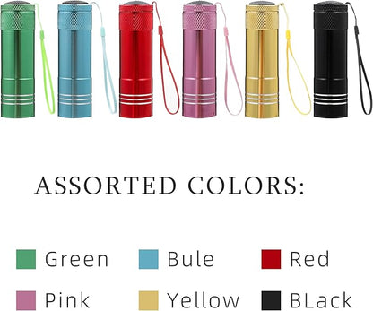 6 Pack Mini Flashlight Set, Aluminum LED Handheld Torches with Lanyard, Assorted Colors, Batteries Included for Party Favors, Night Reading, Camping, Power Outage (Style 1, 6)
