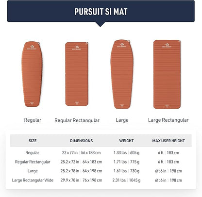 Sea to Summit Pursuit Self-Inflating Sleeping Mat for Camping and Backpacking, Tapered - Regular (72 x 22 x 2 inches)