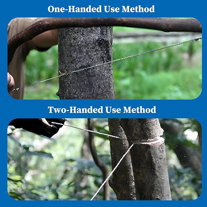 2 Pcs Survival Wire Saw, Heavy Duty Emergency Steel Wire Saw, Pocket Size Outdoor Tool for Cutting Wood Rubber Plastic (Black, Red)