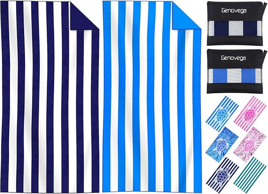2 Packs Microfiber Oversized Lightweight Thin Beach Towel Sandproof Compact Quick Dry Clearance Towels Extra Large Sand Free Pool Travel Beach Essentials Accessories Women Adult Gift Navy Blue