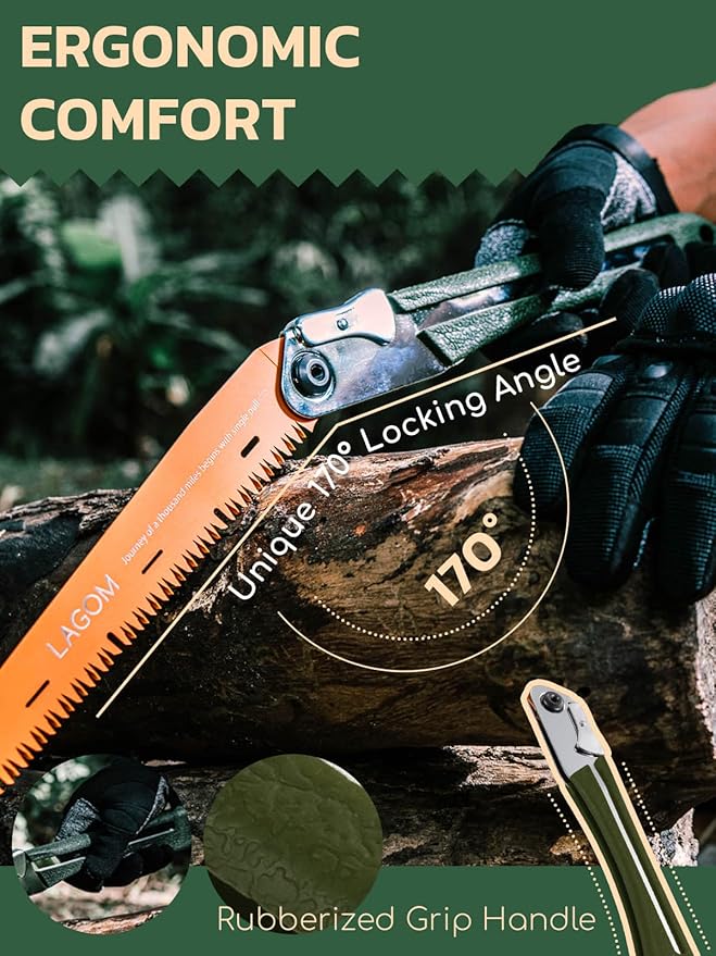 2 Pack Folding Saw | Folding Hand Saw for Cutting Branches, 11.4", a Camping Saw Made with SK5 Steel, Survival Saw with a Secured Design, Folding Camp Saw