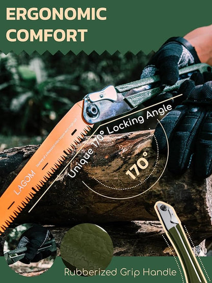 2 Pack Folding Saw | Folding Hand Saw for Cutting Branches, 11.4", a Camping Saw Made with SK5 Steel, Survival Saw with a Secured Design, Folding Camp Saw