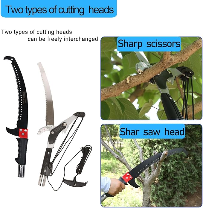 24 Feet Pole Saws For Tree Trimming Hand saw high branch scissors set Alloy saw blade Hand Pole Saws for Sawing and Shearing