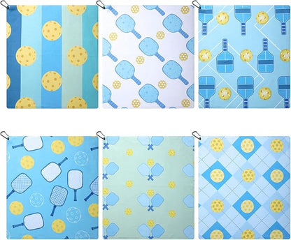 6 Pcs Dinkball Towels for Women Men Tennis Towel in Fashionable Prints 17 x 15 Inches Towel with Clip Dinkball Lover Gift Accessories