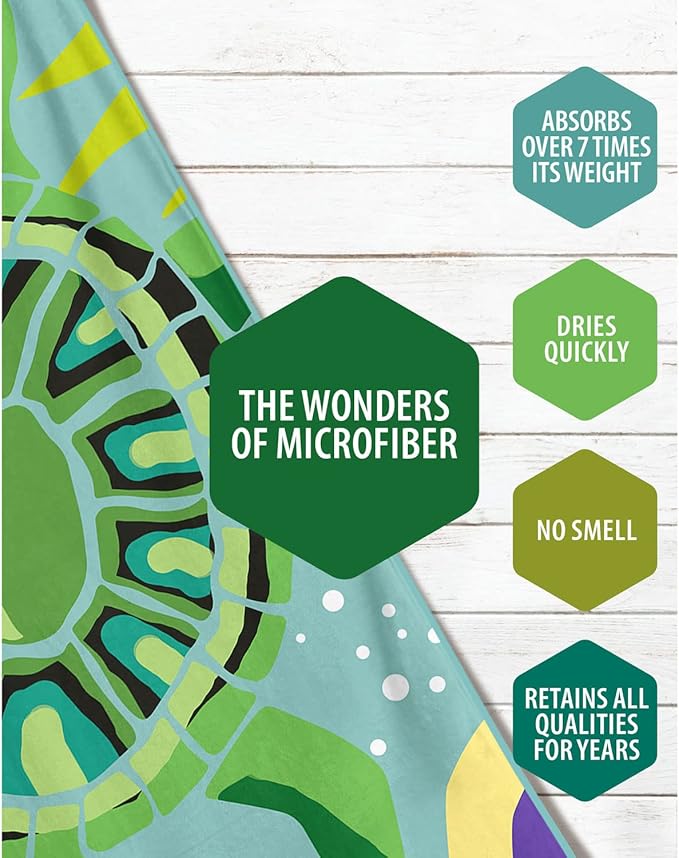 VENTURE 4TH Microfiber Beach Towel: Quick-Dry, Compact, Sand-Free, Absorbent, Sandproof and Lightweight - Perfect for Camping, Beach, and Roadtrips (Turquoise Turtle Design | 35x78 inches)
