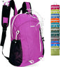15L Highly Water-resistant Hiking Daypack, Small Backpack Travel Outdoor, Lightweight Day Pack with Tool Loops(Purple)