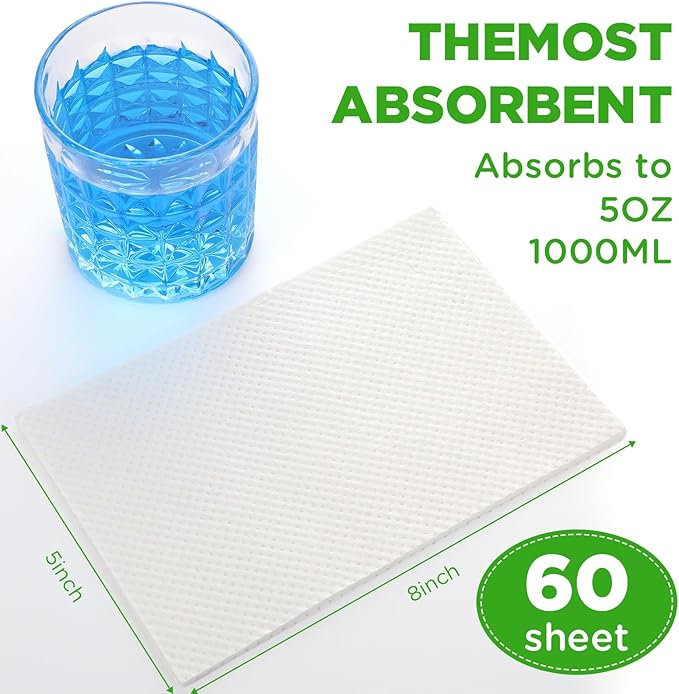 60 Set Bedside Commode Liners with Absorbent Pads Disposable Potty Bags for Portable Toilet with Commode Pads for Adult Elderly Commode Chairs Bucket Portable Camping Toilet Bags (Green)
