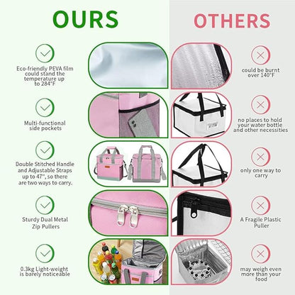 Iknoe Large Cooler Bag Collapsible 24 Can Insulated Bags Leakproof Lunch Cooler Tote with Multi-Pockets for Adult Insulated Thermal Bag for Beach, Picnic, Office Work