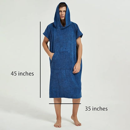 III HHONS Beach Towel Hoodie Poncho Robe Towels Navy Hooded Swim Cover Surf Accessories Surf Clothes for Men/Women
