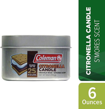Coleman Scented Outdoor Citronella Candle with Wooden Crackle Wick - 6 oz (Pack of 6)