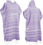 1pcs Large Turkish Cotton Poncho Towel Surf Poncho Changing Towel Robe with Hood and Front Pocket Absorbent Wearable Towel Hooded Beach Towel for Adult Man Women Beach Pool (Purple, Medium)