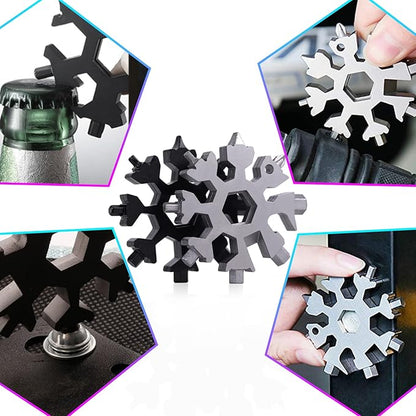 4 Pack Snowflake Multitool,18-In-1 Stainless Steel Snowflake Wrench Screwdriver Multi-Tool,for Men Christmas Great Gifts