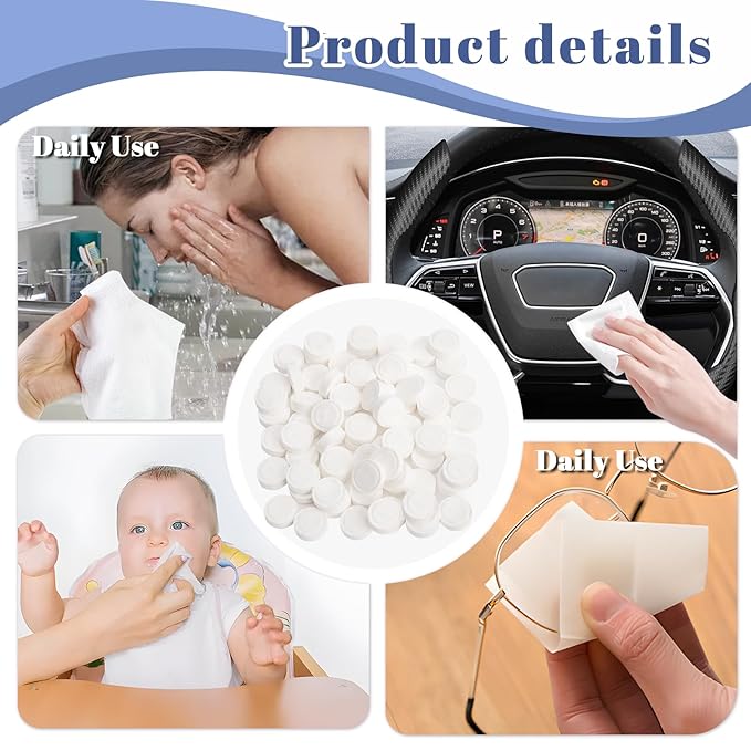 MCPINKY Compressed Towels, 130PCS Travel Hiking Toilet paper Portable Washcloth with Tube Containers Camping Wipes for Home Beauty Outdoors Hiking