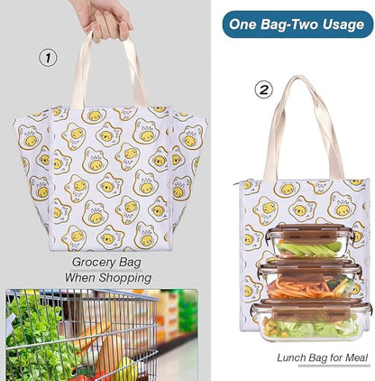 iknoe Insulated Lunch Bag for Women, 9L Durable Wide-Open Foldable & Portable Lunch Tote with Interior Pockets, Water-Resistant Thermal Cooler for Adults Picnic Beach