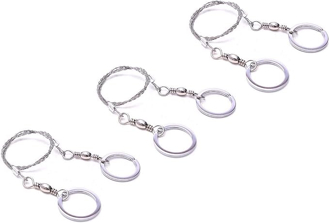 3 Pack Wire Saw Survival I Stainless Steel Pocket Chainsaw Backpacking Gear I 22 Inch Light Weight Cable Cutting String I Emergency Camping Chainsaw Rope Kit for Cutting Trees & Wood