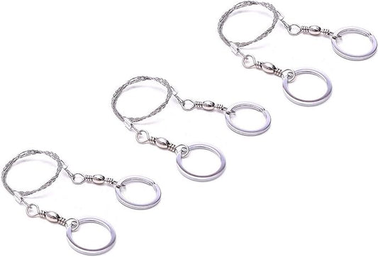 3 Pack Wire Saw Survival I Stainless Steel Pocket Chainsaw Backpacking Gear I 22 Inch Light Weight Cable Cutting String I Emergency Camping Chainsaw Rope Kit for Cutting Trees & Wood