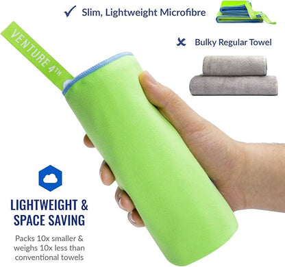 VENTURE 4TH Quick Dry Travel Towel - Fast Drying Ultra Soft Microfiber Towels - Essential for Camping, Backpacking, Yoga, Swimming, Gym, Sports and Beach - 3 Compact Sizes
