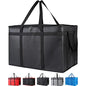 2-Pack Insulated Food Delivery Bag for Hot and Cold Meal, XXXL, Black, Grocery Tote Insulation Bag for Catering, Large Pizza Warmer