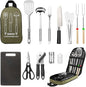 Camping Cooking Utensils Set, Stainless Steel Grill Tools, Camping BBQ Cookware Gear and Equipment for Travel Tenting RV Van Picnic Portable Kitchen Essentials Accessories