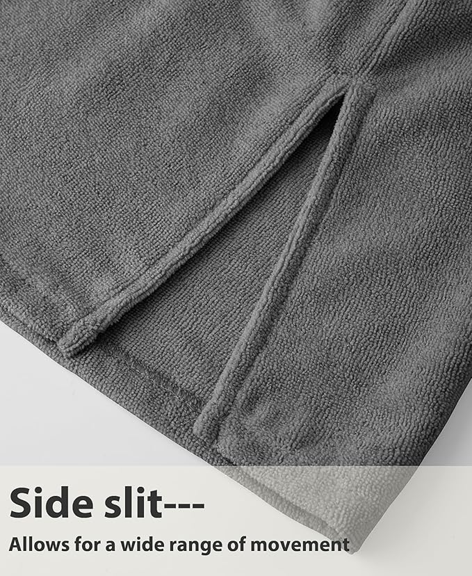 Weecreeture Hooded Towel Poncho with Zipper and Pocket, Surf Poncho for Men and Women, Beach Bath Changing Robe Cover Up Dark Gray L