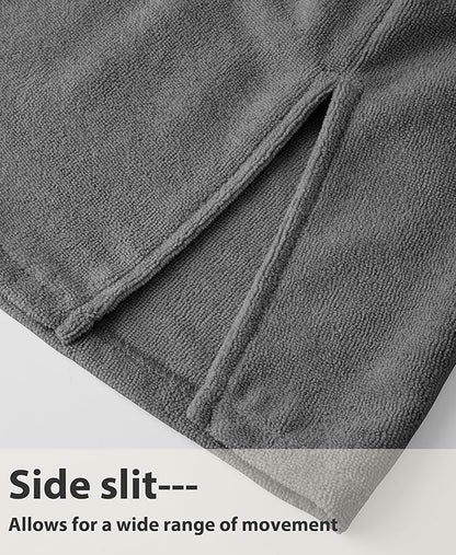 Weecreeture Hooded Towel Poncho with Zipper and Pocket, Surf Poncho for Men and Women, Beach Bath Changing Robe Cover Up Dark Gray L
