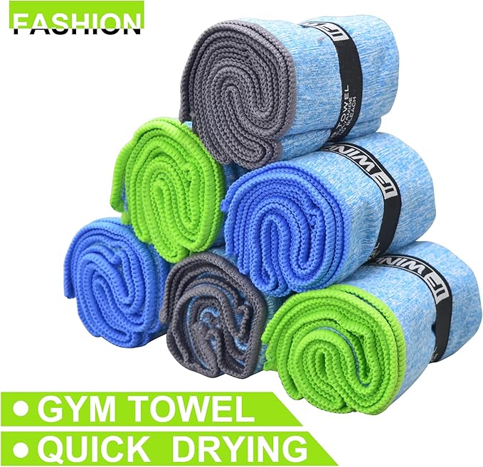 6 Pack Microfiber Gym Towels for Working Out,Fast Drying Workout Accessories Sweat Towels for Gym Gear,Gym Towels for Men & Women,Sports Exercise Fitness Gear Tennis Towels for Body Hot Yoga