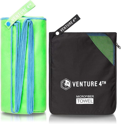 VENTURE 4TH Quick Dry Travel Towel - Fast Drying Ultra Soft Microfiber Towels - Essential for Camping, Backpacking, Yoga, Swimming, Gym, Sports and Beach - 3 Compact Sizes