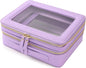 Aveniee Clear Makeup Bags, Double Layer Cosmetic Bags with a Separate Brush Compartment, Large Travel Toiletry Bag Train Case for Women, Travel Accessories Organizer(2 Layers Large, Lilac)