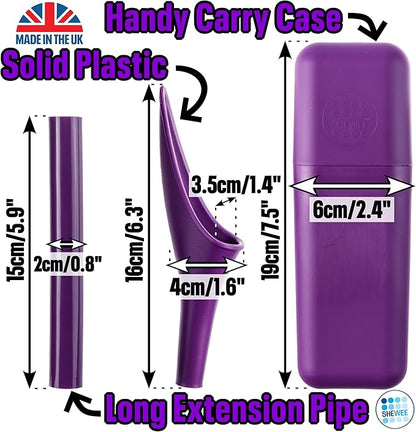 SHEWEE Extreme Female Urinal – UK Made Reusable Pee Funnel, Travel Essential Camping Accessories Festival Essential, Stand to Pee Female Urination Device
