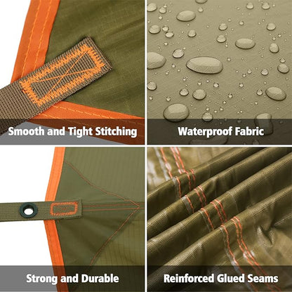FREE SOLDIER Waterproof Portable Tarp Multifunctional Outdoor Camping Traveling Awning Backpacking Tarp Shelter Rain Tarp (Camo 10×10.5ft)