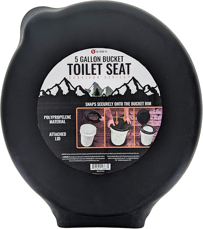 SE Portable Black Plastic Toilet Seat Lids, Fits a 5 Gallon Bucket, Great for Camping, Outdoor Activities, or for Emergencies