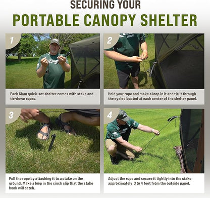 CLAM Pop Up Screen Tent, Outdoor Camping Gazebo Canopy, Pavilion, 12.5', Green - Heavy-Duty Portable Screened Shelter with Netting for Beach, Patio, and Backyard