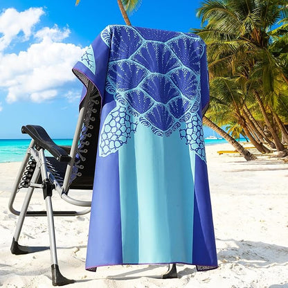 2 Packs Microfiber Oversized Lightweight Thin Beach Towel Compact Sandproof Quick Dry Clearance Towels Extra Large Sand Free Pool Travel Essentials Accessories Women Men Adults Gifts Blue Shark Turtle