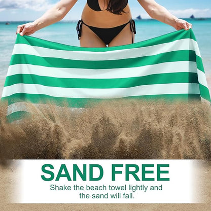 2 Packs Microfiber Oversized Lightweight Thin Beach Towel Sandproof Compact Quick Dry Clearance Towels Extra Large Sand Free Pool Travel Beach Essentials Accessories Women Adult Gift Blue Green