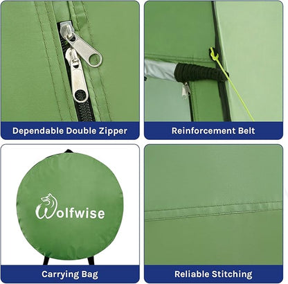 WolfWise Pop Up Privacy Shower Tent Portable Outdoor Sun Shelter Camp Toilet Changing Dressing Room