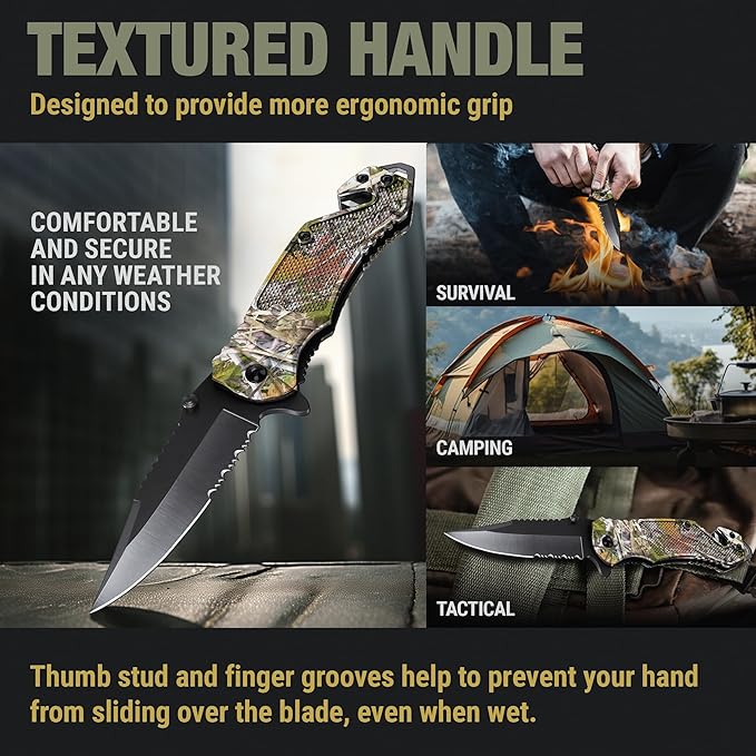 2.95” Legal Pocket Knife - Camo Folding Knife - Military Style - Small Sharp Tactical Knives - Best for Hunting Work Outdoor Activities - Mens Gift Stocking Stuffers for Men and Women 6680 C