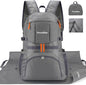 33L Waterproof Hiking Backpack with Portable-Rest Station for Camping/Travel/Outdoors, Versatile & Lightweight Foldable Daypack for Men/Women (Black, Waterproof)