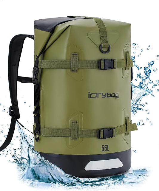 IDRYBAG Waterproof Backpack for Travel, Kayaking, Boating, Swimming, Floating Paddle Boarding - Submersible Dry Bag 35L/55L/85L