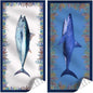 2 Packs Luxury Oversized Microfiber Beach Towel 32x63 Inch Shark, Double Sided Quick Dry Sandrpoof Compact, Adult Extra Large Chair Towel Over Bulk Set Sand Free Thin Sand Repellent Anti Repels