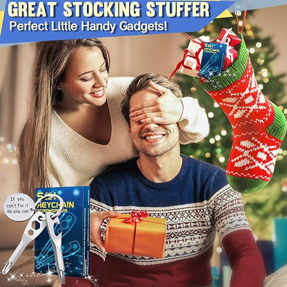 2 Pack Stocking Stuffers Christmas Gifts -5 In 1 Keychain Tools Cool Gadgets for Men Women Fathers Dad Grandpa Son Birthday Gifts, Women Boyfriend Husband Wife Flathead Bottle Opener Gifts Ideas